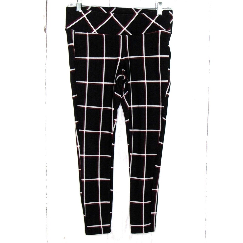 TORRID Pixie Luxe Pants Women's Size 00 (M/10) Ponte Mid Rise Black Red Plaid